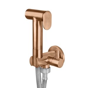 bidet knijpdouche met stopkraan koper