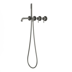 RVS 316L inbouw thermostaat met 2-weg omstel handdouche en baduitloop pvd gun metal (incl.inbouwbox) RVS 316L inbouw thermostaat met 2-weg omstel handdouche en baduitloop pvd gun metal (incl.inbouwbox)